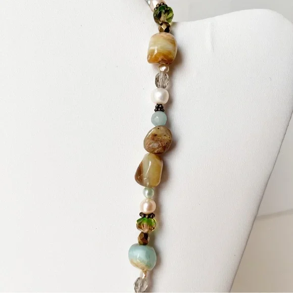 Vintage Peyote Bird 925 Sterling Silver and Multicolor Gemstone Beaded Necklace - Picture 9 of 16